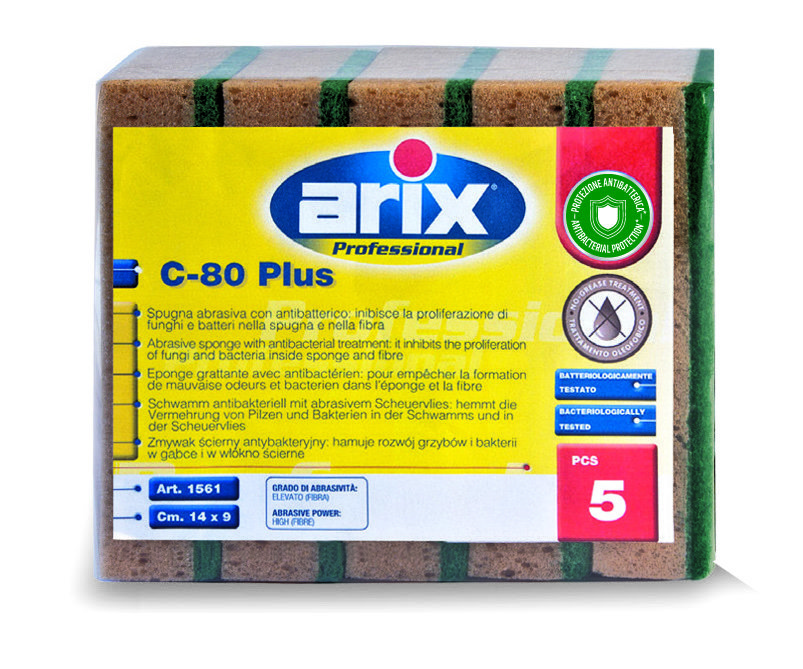 14248_APS011 - SPUGNA ABRASIVA C80 PLUS.jpg ACCOPPIATO SPUGNA ABRASIVA C80 PLUS ( 5 Pz. ) - immagine 1