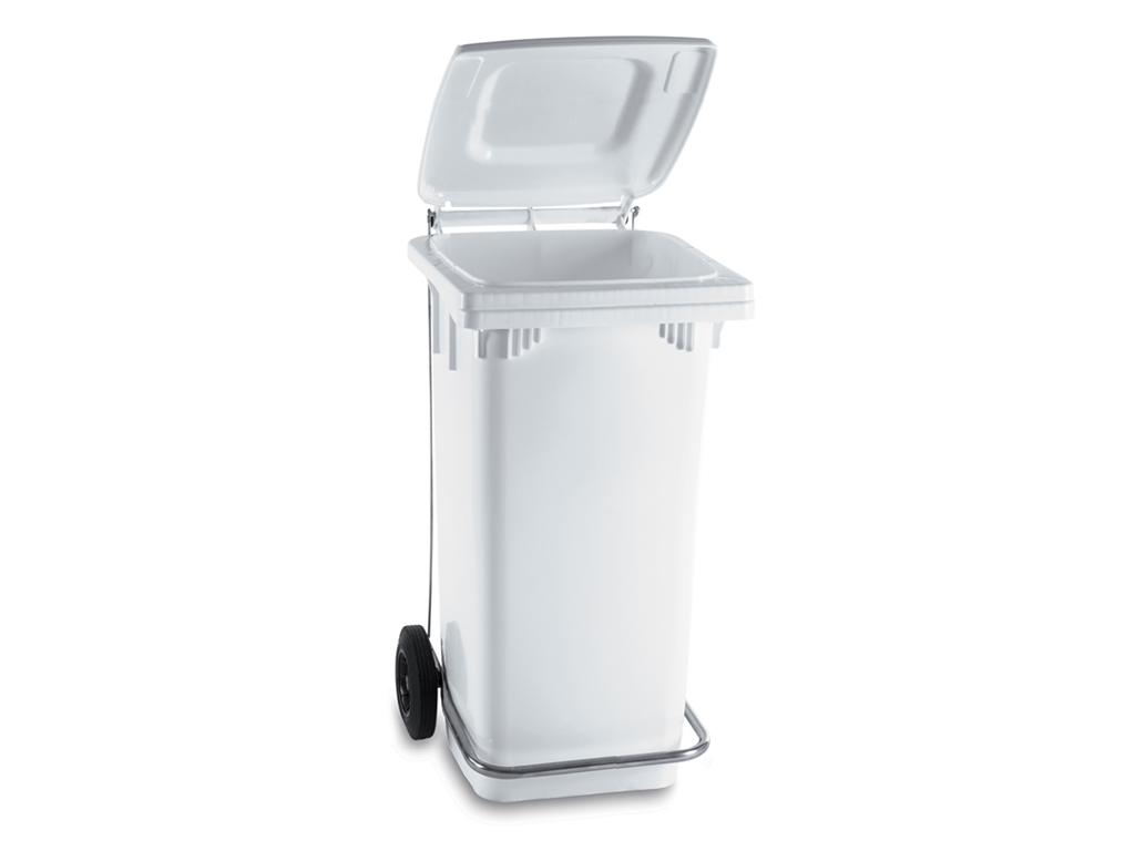 12719 PATTUMIERA con RUOTE 120 Lt. col. BIANCO - immagine 1