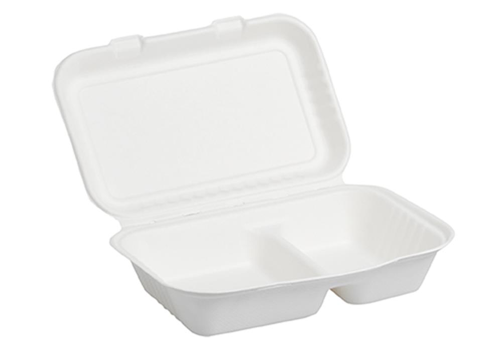 15295_HCON08 - BOX TAKE AWAY BISC..jpg BOX + COP. TAKE AWAY in POLPA BISC. 1400 ml ( 25 Pz.) - immagine 1